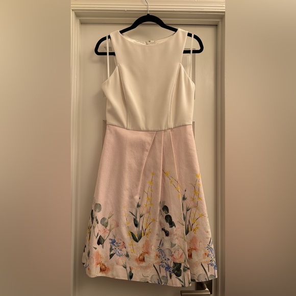 Ted Baker Dress in white and Pink with Floral Accents